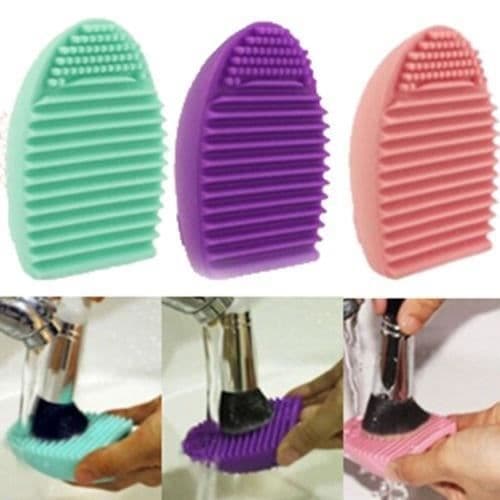 Sminkrengöring Tvättborste Silica Glove Board Scrubber Cosmetic Clean Tools Mini tvättbräda för sminkborstar-rosa