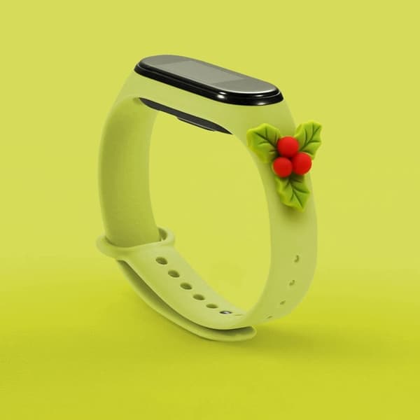 Xiaomi Mi Smart Band 5/6 Silikon Strap Xmas Mistletoe - Grön