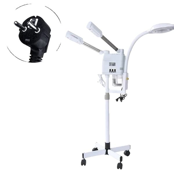 Ansigtsdamper, varm og kold damp, LED-forstørrelseslampe, EU-stik