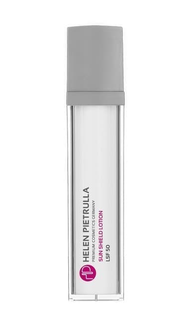 Helen Pietrulla Sun Shield Lotion SPF50, nestemäinen, kasvissyöjä, kaikille ihotyypeille, suojaa UVA/UVB:ltä, imee auringonvaloa, suojaa ihoa