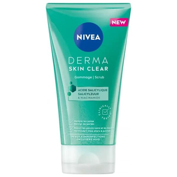 Scrub - NIVEA - Derma Skin Clear - 150ml - Salicylsyra - Niacinamid - Icke-komedogen
