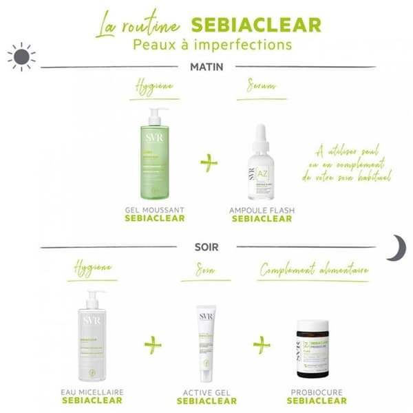 Foaming Gel - SVR - Sebiaclear - 200ml - Icke-komedogen - Kombinerad till fet hud