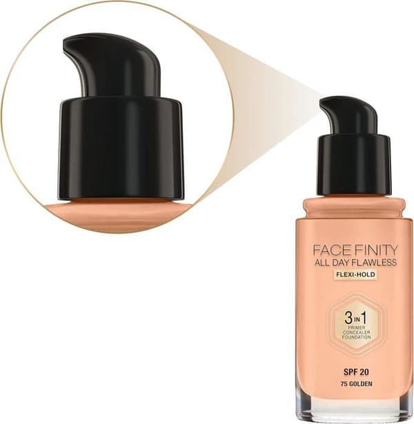 Max factor - 81377981 - Face Finity All Day Flawless 3 i 1 Foundation 75 Golden, 1-pack (1 x 30 ml)