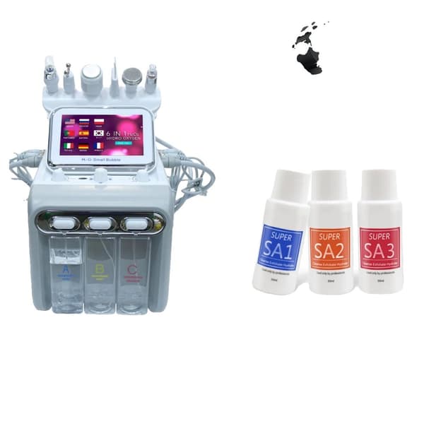 Hydrogen Oxygen Ansiktsmaskin, 6 i 1 Funktionalitet, Avancerad Hudbehandling,med 90ml vätska