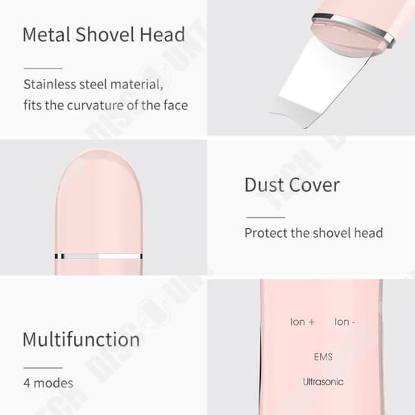 TD® Ultrasonic Facial Skin Cleaner Hudskrubber Acne Rengöring Borttagning Ultraljud Vibration Peeling Massagemaskin