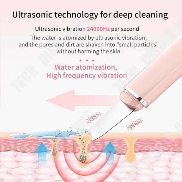 TD® Ultrasonic Facial Skin Cleaner Hudskrubber Acne Rengöring Borttagning Ultraljud Vibration Peeling Massagemaskin