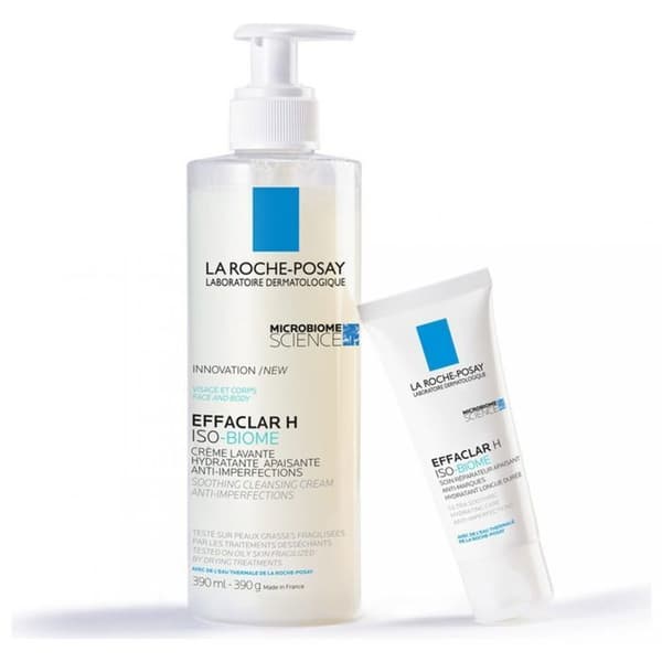 La Roche-Posay Effaclar H Iso-Biome Rengörande fuktgivande lugnande kräm för hud med brister 390 ml