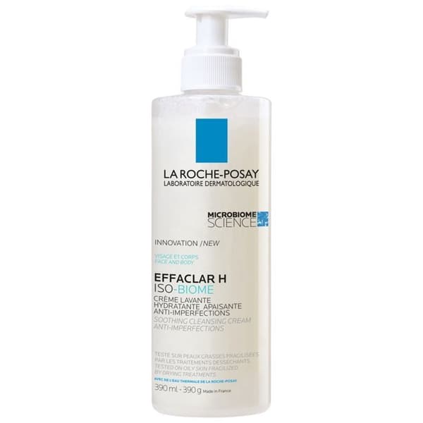 La Roche-Posay Effaclar H Iso-Biome Rengörande fuktgivande lugnande kräm för hud med brister 390 ml