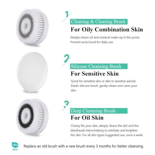 TOUCHBeauty TB-14839 Roterande ansiktsborste Ansiktskropp och vattentätt djuprengöringssystem med 2 spinnhuvuden