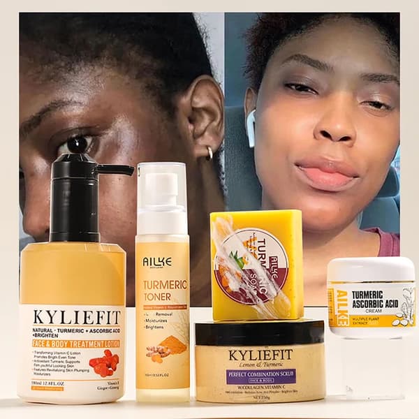 Kurkuma Hudplejeprodukt, Opstrammende Anti Plet, Rensende Exfoliering, Sæt