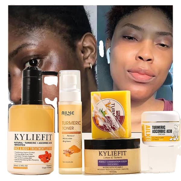 Kurkuma Hudplejeprodukt, Opstrammende Anti Plet, Rensende Exfoliering, Sæt