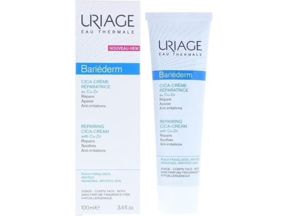 Uriage Bariéderm Cica-Cream, Gräddvit, Unisex, Skyddande, Reparation, Utjämnande, Vårdande, Problemhud, Känslig hud, 100 ml, Rör