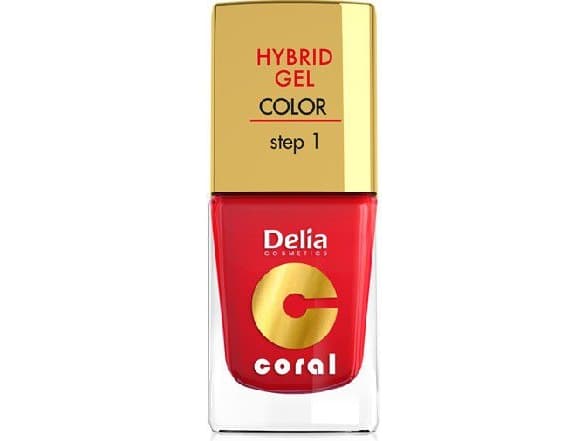 Delia Cosmetics Coral Hybrid Gel Nail enamel No. 01 red 11ml
