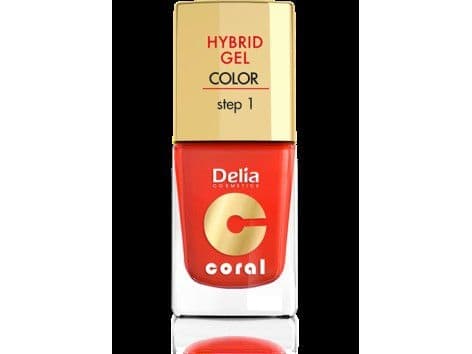 Delia Cosmetics Coral Hybrid Gel Nail enamel No. 14 orange red 11ml