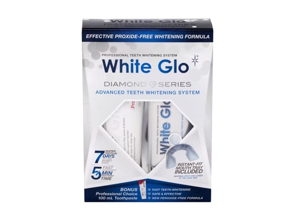 WHITE GLO SET Diamond System valkaiseva hammastahna 100ml valkaiseva hammastahna 50ml hammaskorkki