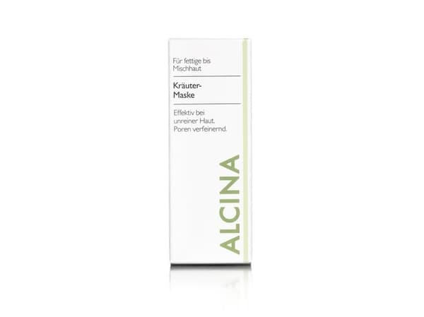 ALCINA Herbal Mask, Rengöringsmask, Kvinna, Blandhy, Fet hud, Motverkar rodnad, Rör, Aqua, Kaolin, Magnesium Aluminum Silicate, Pentylene Glycol, Sor