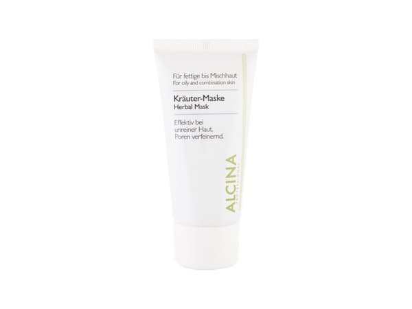 ALCINA Herbal Mask, Rengöringsmask, Kvinna, Blandhy, Fet hud, Motverkar rodnad, Rör, Aqua, Kaolin, Magnesium Aluminum Silicate, Pentylene Glycol, Sor