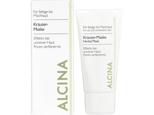 ALCINA Herbal Mask, Rengöringsmask, Kvinna, Blandhy, Fet hud, Motverkar rodnad, Rör, Aqua, Kaolin, Magnesium Aluminum Silicate, Pentylene Glycol, Sor