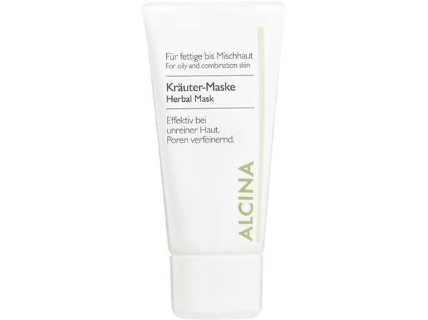 ALCINA Herbal Mask, Rengöringsmask, Kvinna, Blandhy, Fet hud, Motverkar rodnad, Rör, Aqua, Kaolin, Magnesium Aluminum Silicate, Pentylene Glycol, Sor