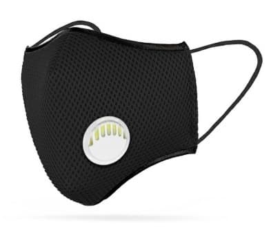 1-PACK Tvättbart Munskydd Active Sport Svart LARGE med Fuktventil