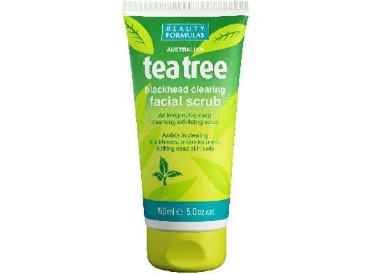 Beauty Formulas Tea Tree Blackhead Peeling Ansiktsskrubb Rensende Ansiktsskrubb 150ml
