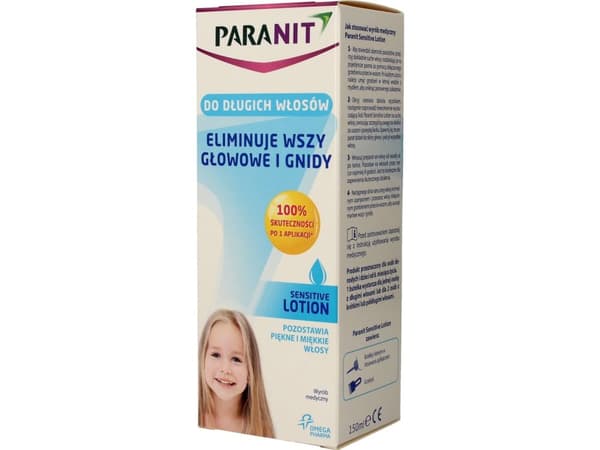 Lactacyd PARANIT Sensitive Lotion, joka poistaa täitä ja täitä pitkille hiuksille 150ml
