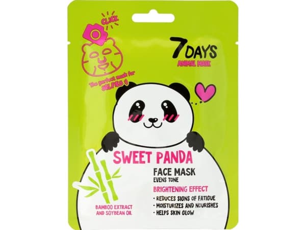 Vilenta VILENTA 7 Days Animal Maska na twarz w płacie rozświetlająca Sweet Panda 28g