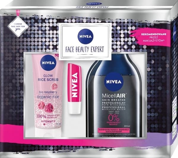 Nivea Nivea Face Beauty Expert gift set (micellar liquid 400ml + peeling 75ml + lipstick 4.8g)