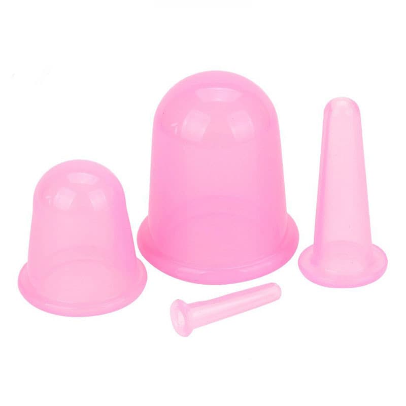 Koppning för behandling & massage av ansikte 4-pack Olika storlekar Rosa