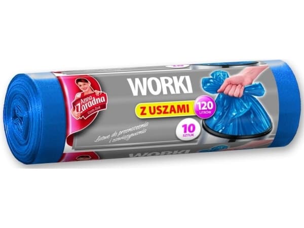 Anna Zaradna Garbage bags with ears LDPE 120L 10pcs. blue - AZ1-WNS-3975