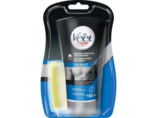 VEET_SET Miesten karvanpoistovoide suihkuherkälle iholle 150ml + sieni
