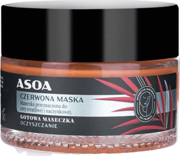 Asoa Mask for sensitive and couperose skin - Red clay and marula oil, 50 ml