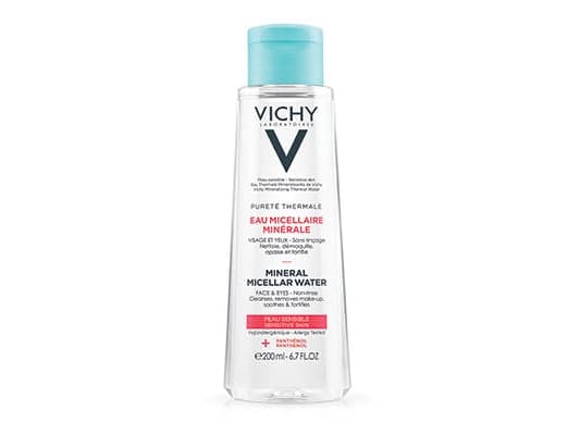 Vichy Pureté Thermale Mineral Micellar Water for Sensitive Skin, Aqua, Hexylene Glycol, Glycerin, Sodium Cocoamphoacetate, Sodium Chloride, Poloxamer