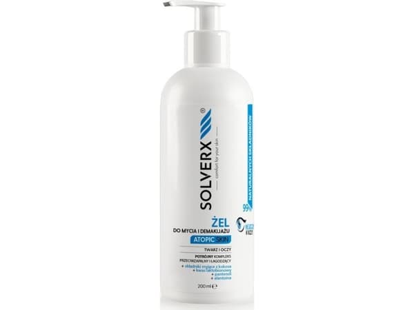 Solverx Atopic Skin kasvojen ja silmien pesugeeli atooppiselle iholle 200 ml