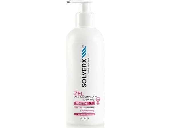 SOLVERX Sensitive Skin Face and Eye Wash and Makeup Remover Gel for sensitive skin 200ml