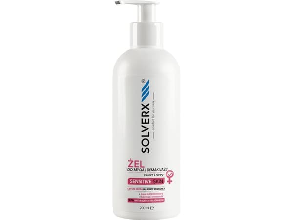 SOLVERX Sensitive Skin Face and Eye Wash and Makeup Remover Gel for sensitive skin 200ml