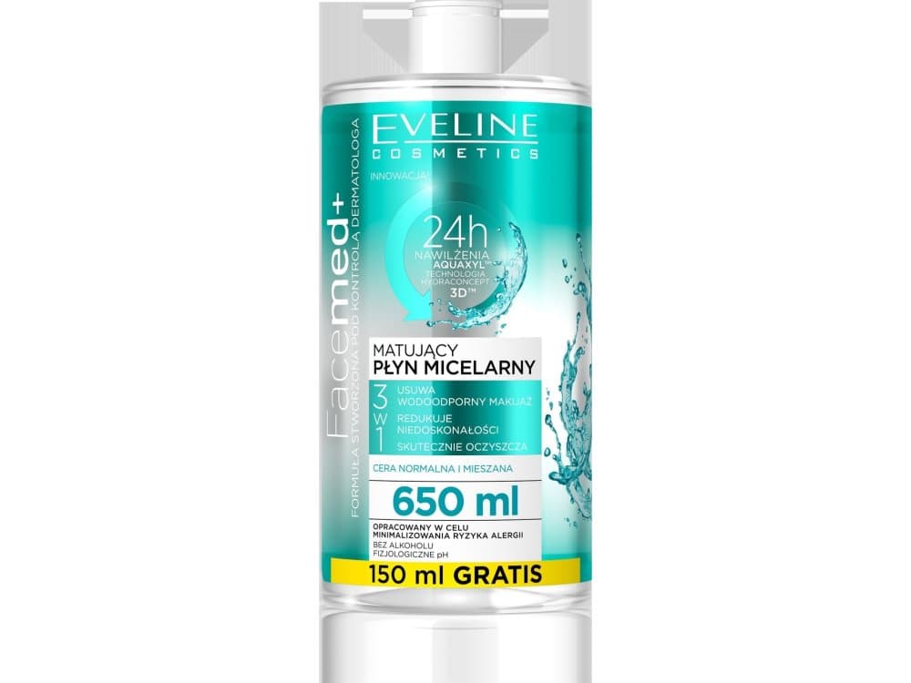 Eveline Facemed + Mattifying Micellar Water 3in1 - normal and combination skin 650ml