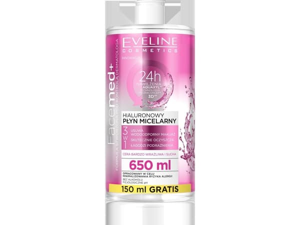 Eveline Facemed+ Hyaluronic Micellar Lotion 3in1 - svært sensitiv og tørr hud 650 ml