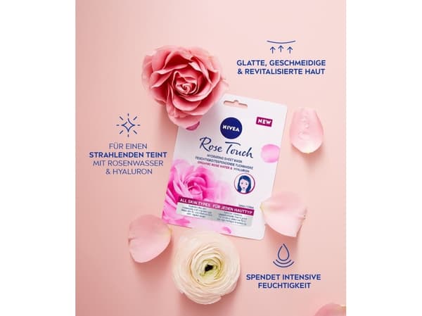 NIVEA_Rose Touch Hydrating Sheet Mask intensely moisturizing mask with organic rose water in a sheet for all skin types 1pc