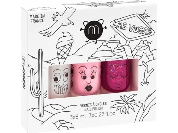 Nailmatic Nailmatic Kids Las Vegas lakierów do paznokci Super 8ml + Bella 8ml + Sheepy 8ml Nailmatic Kids Las Vegas lakierów do paznokci Super 8ml +