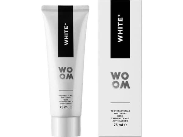 Woom White+ blekende tannkrem friskende pust 75ml