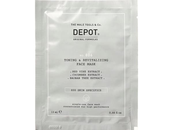 Milk Shake Set, Depot, 800 Skin Specifics No. 806, Hyaluronic Acid, Toning & Revitalizing, Sheet Mask, For Face, Day, 12 pcs, 13 ml For Men
