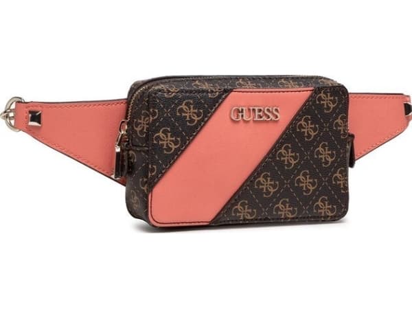 Guess, Camy, Textile Fanny Pack, 4G Logo, Coral/Brown, For Women For Women
