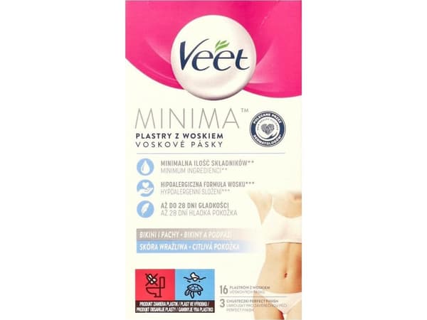 Veet VEET_Minima hårfjerningsstrimler med voks for sensitiv hud 16 stk.
