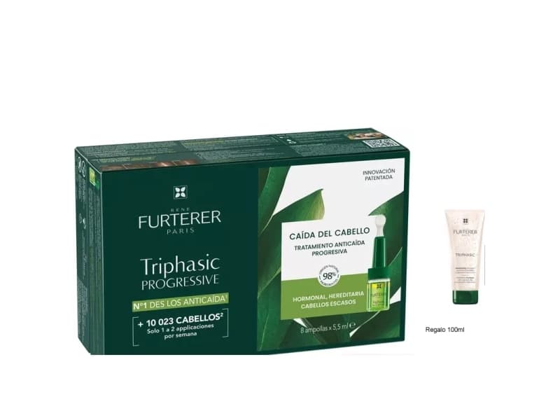Rene Furterer Triphasic Progressive Anti hair Loss Treatment 8x5 5ml gift Anti hair Loss Shampoo 100ml