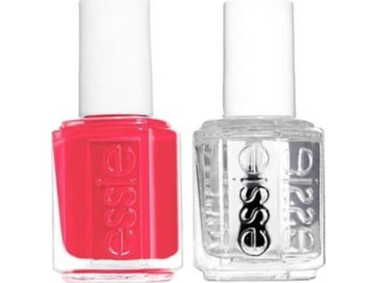 Essie Set Essie: Nail Enamel, Vegan, Glossy Shine Finish, Nail Polish, 72, Peach Daiquiri, 13.5 ml + Nail Care - Good To Go, Top Coat, Nail Strengthe