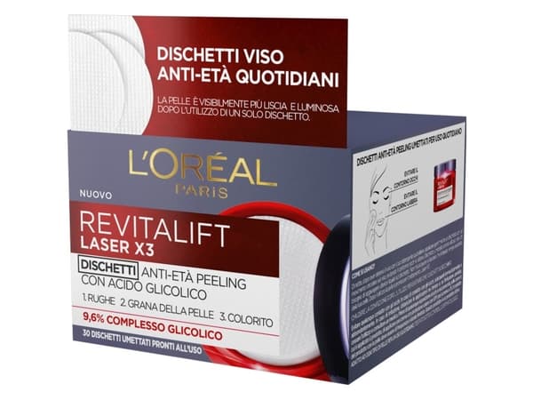 L’Oreal Paris L'Oreal Paris, Revitalift Laser X3, Glycolic Acid, Anti-Ageing, Peel-Off Pads, 30 pcs For Women