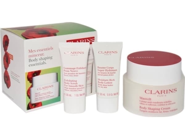 CLARINS SET (MASVELT BODY SHAPING CREAM 200ML + EXFOLIATING BODY SCRUB 30ML + BODY LOTION 30ML)