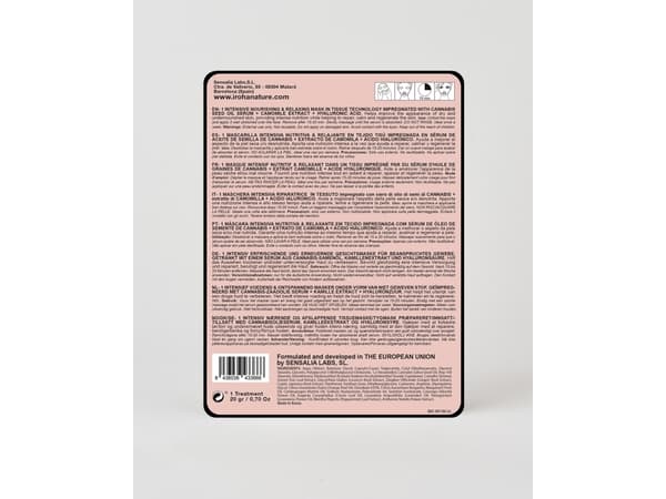 Iroha Nature 8436036433666, Fuktgivande ansiktsmask, Unisex, Alla hudtyper, Näringsgivande, Avslappnande, Ark, 20 ml