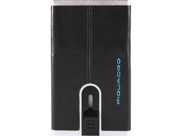 Piquadro Piquadro, Blue Square, Leather, Card Holder, Square Sliding System, PP4825B2R-R, Black, For Men For Men